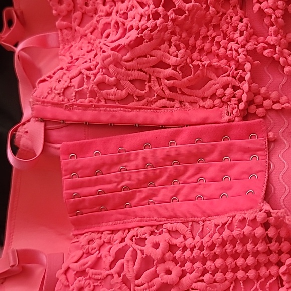 JUJU*BE Bright Pink Corset Flower Embroidery Size Large - Picture 2 of 3